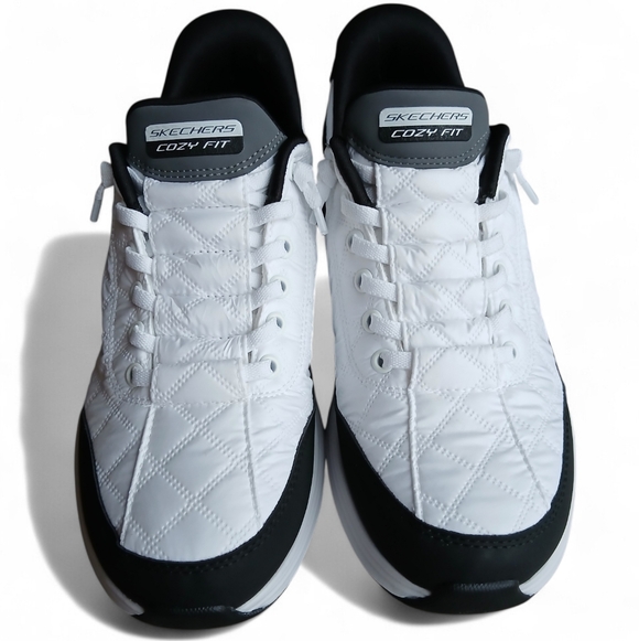 Skechers Slip-ins Women's Size 9 Quilted White and Black Athletic Shoes - Picture 2 of 8